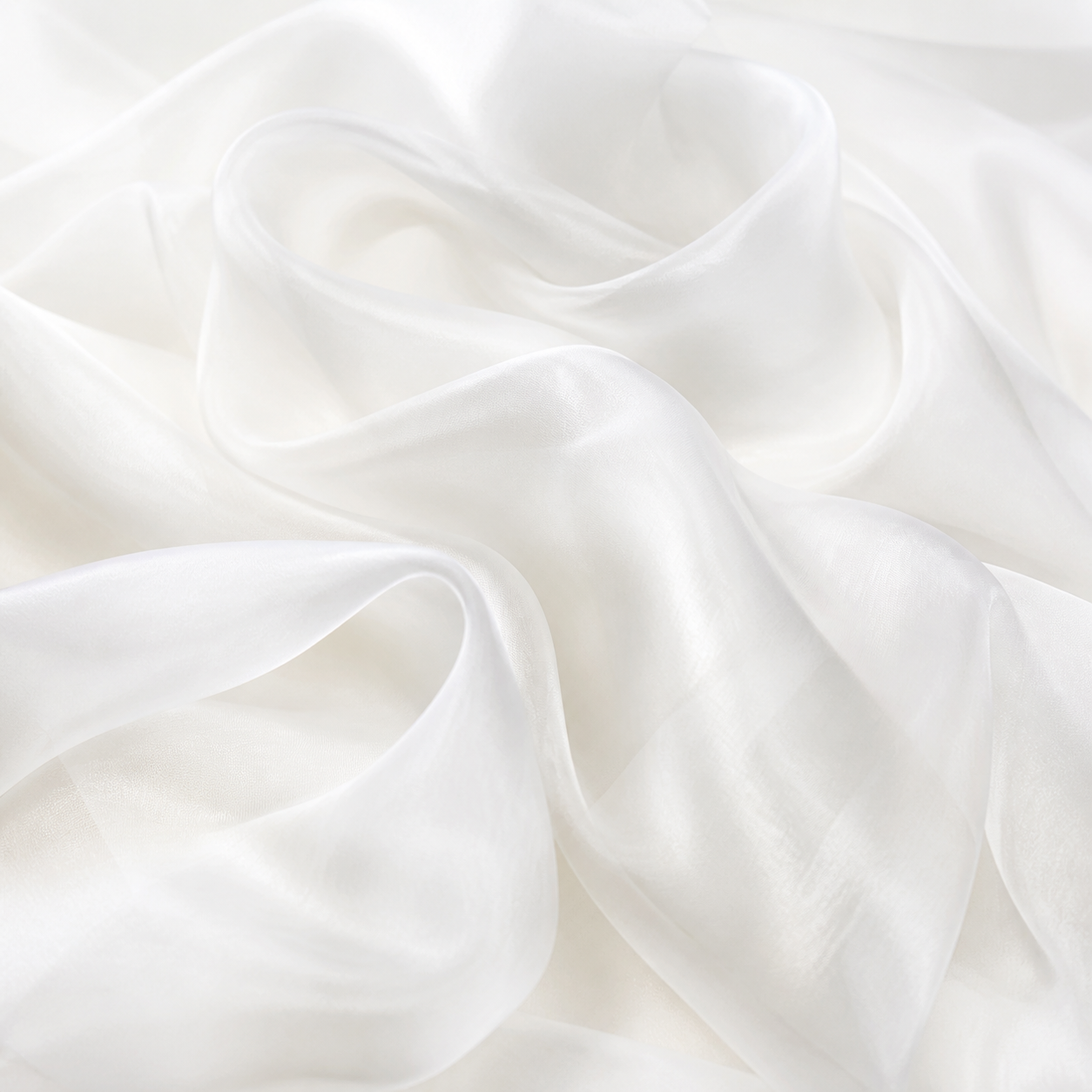 Saad Salman | Silk Fabric Manufacturer & Wholesaler White katan organza fabric in softly layered studio folds