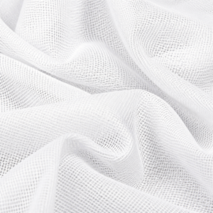 White spun net fabric in soft studio folds