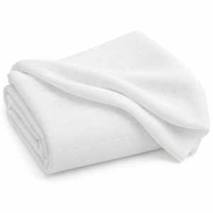 White cotton bareeze fabric in soft studio folds