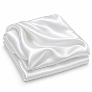White sheesha satin fabric with smooth glossy studio folds